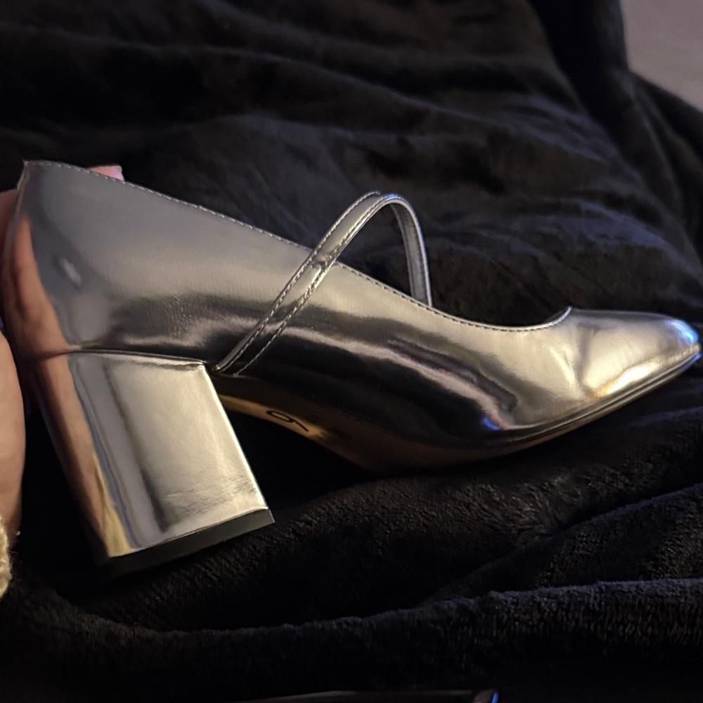 Mix No. 6 Metallic Block Heel Pumps Mary Jane